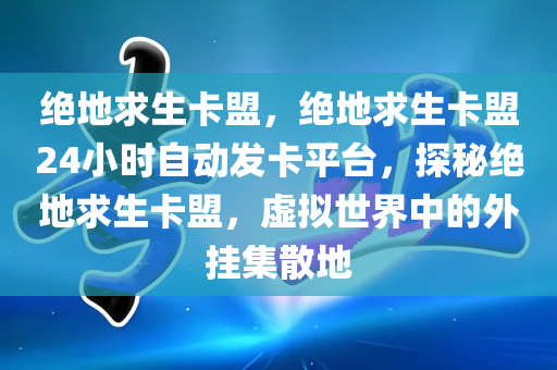 绝地求生卡盟，绝地求生卡盟24小时自动发卡平台，探秘绝地求生卡盟，虚拟世界中的外挂集散地