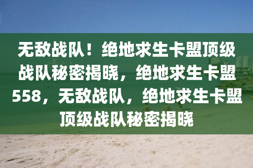 无敌战队！绝地求生卡盟顶级战队秘密揭晓，绝地求生卡盟558，无敌战队，绝地求生卡盟顶级战队秘密揭晓
