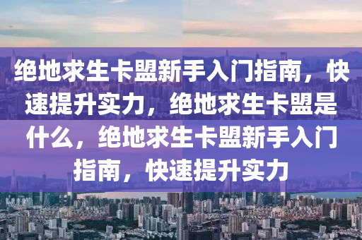 绝地求生卡盟新手入门指南，快速提升实力，绝地求生卡盟是什么，绝地求生卡盟新手入门指南，快速提升实力