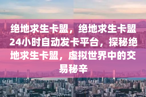 绝地求生卡盟，绝地求生卡盟24小时自动发卡平台，探秘绝地求生卡盟，虚拟世界中的交易秘辛