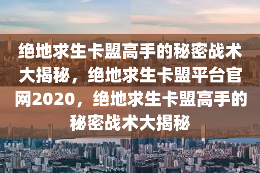 绝地求生卡盟高手的秘密战术大揭秘，绝地求生卡盟平台官网2020，绝地求生卡盟高手的秘密战术大揭秘