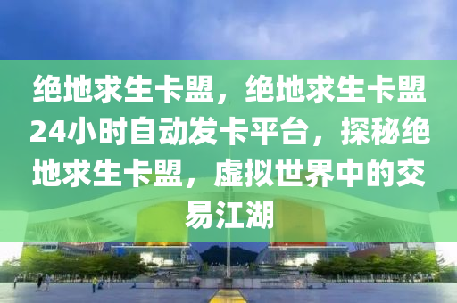 绝地求生卡盟，绝地求生卡盟24小时自动发卡平台，探秘绝地求生卡盟，虚拟世界中的交易江湖