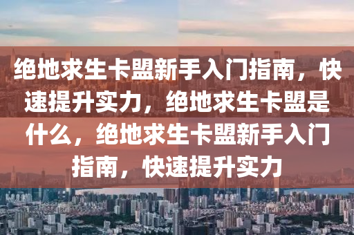 绝地求生卡盟新手入门指南，快速提升实力，绝地求生卡盟是什么，绝地求生卡盟新手入门指南，快速提升实力