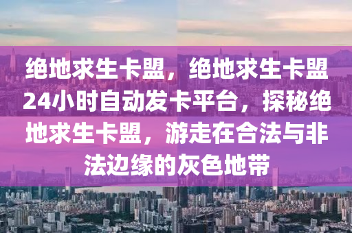 绝地求生卡盟，绝地求生卡盟24小时自动发卡平台，探秘绝地求生卡盟，游走在合法与非法边缘的灰色地带