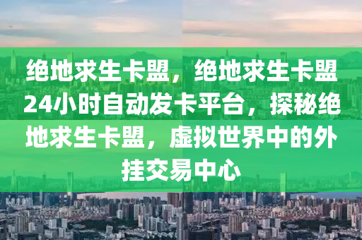 绝地求生卡盟，绝地求生卡盟24小时自动发卡平台，探秘绝地求生卡盟，虚拟世界中的外挂交易中心