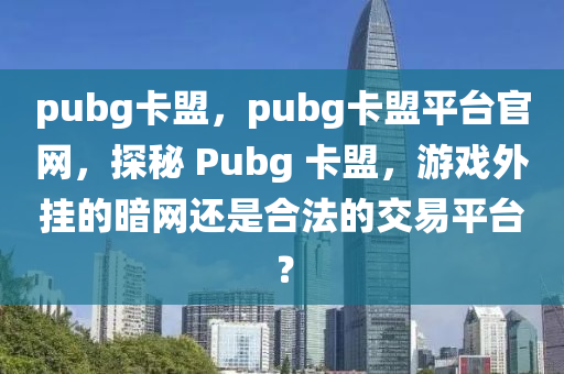 pubg卡盟，pubg卡盟平台官网，探秘 Pubg 卡盟，游戏外挂的暗网还是合法的交易平台？
