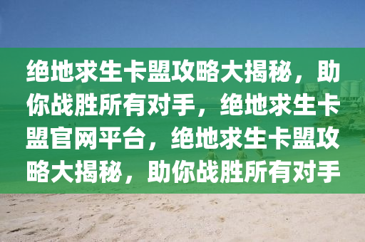 绝地求生卡盟攻略大揭秘，助你战胜所有对手，绝地求生卡盟官网平台，绝地求生卡盟攻略大揭秘，助你战胜所有对手