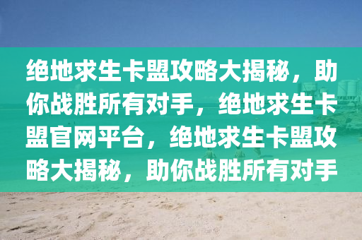 绝地求生卡盟攻略大揭秘，助你战胜所有对手，绝地求生卡盟官网平台，绝地求生卡盟攻略大揭秘，助你战胜所有对手