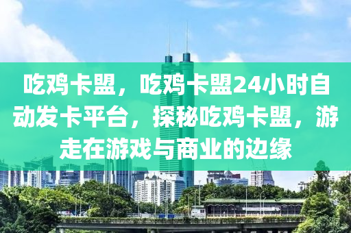 吃鸡卡盟，吃鸡卡盟24小时自动发卡平台，探秘吃鸡卡盟，游走在游戏与商业的边缘