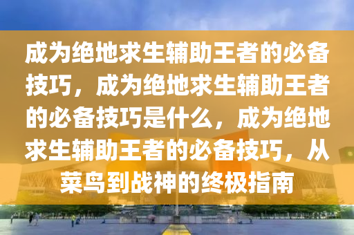 成为绝地求生辅助王者的必备技巧，成为绝地求生辅助王者的必备技巧是什么，成为绝地求生辅助王者的必备技巧，从菜鸟到战神的终极指南