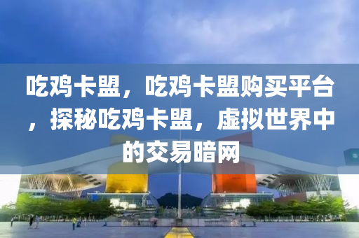 吃鸡卡盟，吃鸡卡盟购买平台，探秘吃鸡卡盟，虚拟世界中的交易暗网