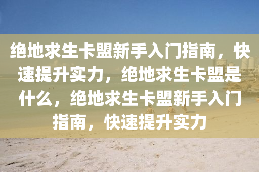 绝地求生卡盟新手入门指南，快速提升实力，绝地求生卡盟是什么，绝地求生卡盟新手入门指南，快速提升实力