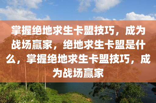 掌握绝地求生卡盟技巧，成为战场赢家，绝地求生卡盟是什么，掌握绝地求生卡盟技巧，成为战场赢家