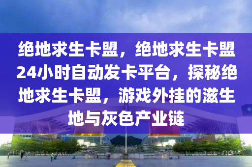 绝地求生卡盟，绝地求生卡盟24小时自动发卡平台，探秘绝地求生卡盟，游戏外挂的滋生地与灰色产业链