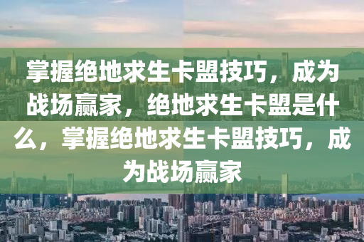 掌握绝地求生卡盟技巧，成为战场赢家，绝地求生卡盟是什么，掌握绝地求生卡盟技巧，成为战场赢家