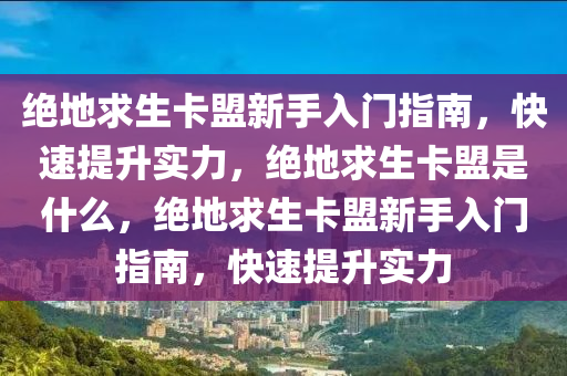 绝地求生卡盟新手入门指南，快速提升实力，绝地求生卡盟是什么，绝地求生卡盟新手入门指南，快速提升实力