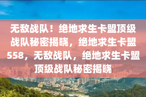 无敌战队！绝地求生卡盟顶级战队秘密揭晓，绝地求生卡盟558，无敌战队，绝地求生卡盟顶级战队秘密揭晓