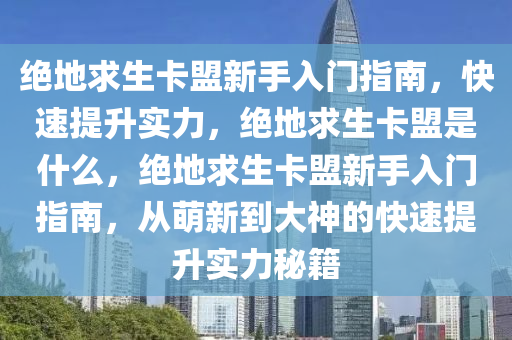 绝地求生卡盟新手入门指南，快速提升实力，绝地求生卡盟是什么，绝地求生卡盟新手入门指南，从萌新到大神的快速提升实力秘籍