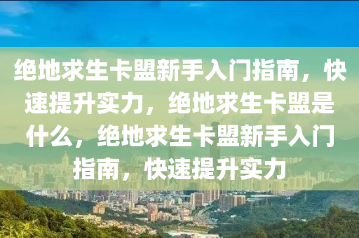 绝地求生卡盟新手入门指南，快速提升实力，绝地求生卡盟是什么，绝地求生卡盟新手入门指南，快速提升实力