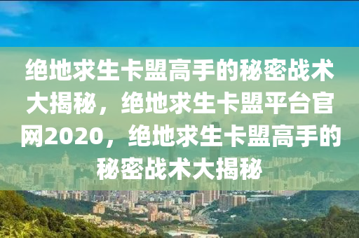 绝地求生卡盟高手的秘密战术大揭秘，绝地求生卡盟平台官网2020，绝地求生卡盟高手的秘密战术大揭秘