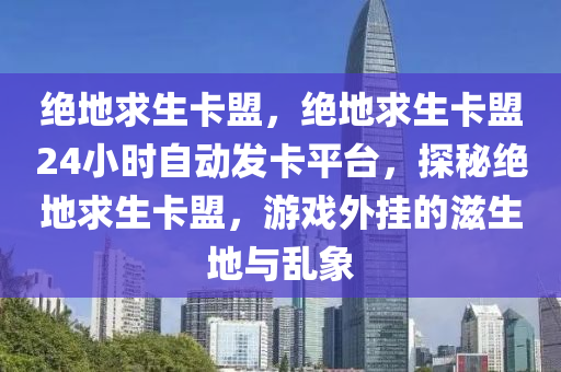 绝地求生卡盟，绝地求生卡盟24小时自动发卡平台，探秘绝地求生卡盟，游戏外挂的滋生地与乱象