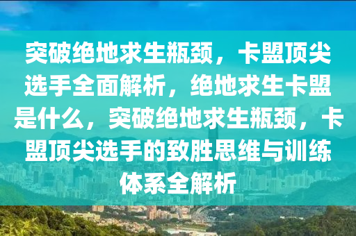 突破绝地求生瓶颈，卡盟顶尖选手全面解析，绝地求生卡盟是什么，突破绝地求生瓶颈，卡盟顶尖选手的致胜思维与训练体系全解析
