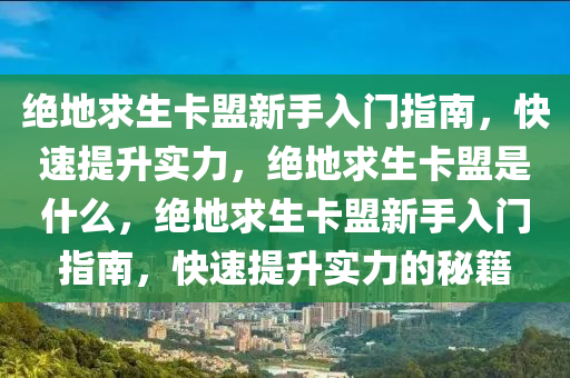绝地求生卡盟新手入门指南，快速提升实力，绝地求生卡盟是什么，绝地求生卡盟新手入门指南，快速提升实力的秘籍