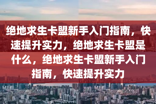 绝地求生卡盟新手入门指南，快速提升实力，绝地求生卡盟是什么，绝地求生卡盟新手入门指南，快速提升实力