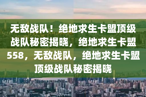 无敌战队！绝地求生卡盟顶级战队秘密揭晓，绝地求生卡盟558，无敌战队，绝地求生卡盟顶级战队秘密揭晓