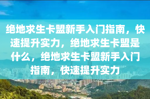 绝地求生卡盟新手入门指南，快速提升实力，绝地求生卡盟是什么，绝地求生卡盟新手入门指南，快速提升实力