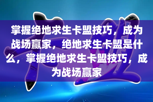 掌握绝地求生卡盟技巧，成为战场赢家，绝地求生卡盟是什么，掌握绝地求生卡盟技巧，成为战场赢家