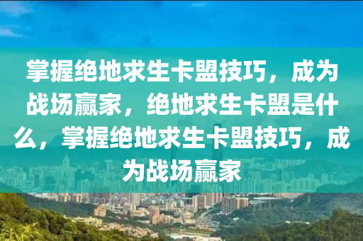掌握绝地求生卡盟技巧，成为战场赢家，绝地求生卡盟是什么，掌握绝地求生卡盟技巧，成为战场赢家