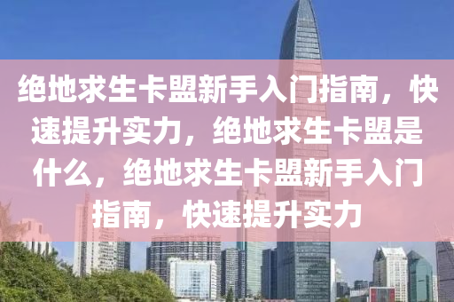 绝地求生卡盟新手入门指南，快速提升实力，绝地求生卡盟是什么，绝地求生卡盟新手入门指南，快速提升实力