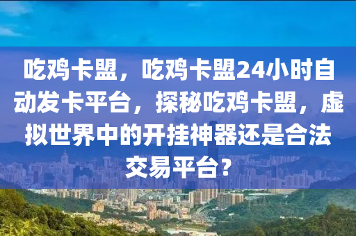 吃鸡卡盟，吃鸡卡盟24小时自动发卡平台，探秘吃鸡卡盟，虚拟世界中的开挂神器还是合法交易平台？