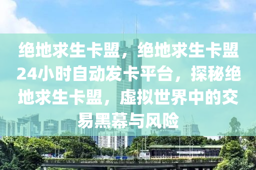 绝地求生卡盟，绝地求生卡盟24小时自动发卡平台，探秘绝地求生卡盟，虚拟世界中的交易黑幕与风险