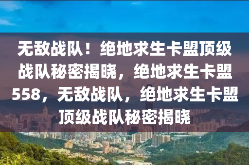 无敌战队！绝地求生卡盟顶级战队秘密揭晓，绝地求生卡盟558，无敌战队，绝地求生卡盟顶级战队秘密揭晓