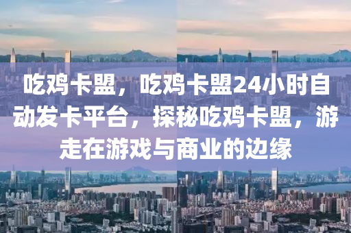 吃鸡卡盟，吃鸡卡盟24小时自动发卡平台，探秘吃鸡卡盟，游走在游戏与商业的边缘