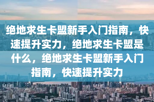 绝地求生卡盟新手入门指南，快速提升实力，绝地求生卡盟是什么，绝地求生卡盟新手入门指南，快速提升实力