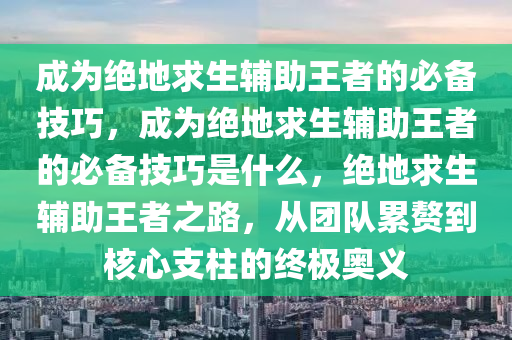 成为绝地求生辅助王者的必备技巧，成为绝地求生辅助王者的必备技巧是什么，绝地求生辅助王者之路，从团队累赘到核心支柱的终极奥义
