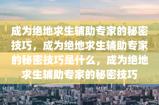 成为绝地求生辅助专家的秘密技巧，成为绝地求生辅助专家的秘密技巧是什么，成为绝地求生辅助专家的秘密技巧