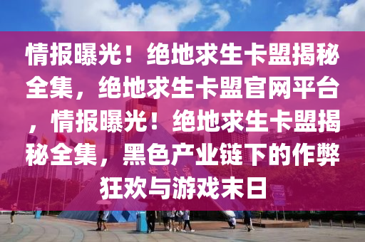 情报曝光！绝地求生卡盟揭秘全集，绝地求生卡盟官网平台，情报曝光！绝地求生卡盟揭秘全集，黑色产业链下的作弊狂欢与游戏末日