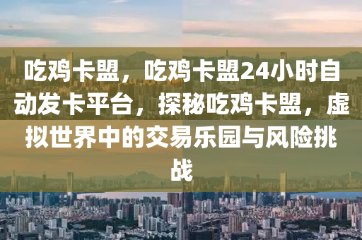 吃鸡卡盟，吃鸡卡盟24小时自动发卡平台，探秘吃鸡卡盟，虚拟世界中的交易乐园与风险挑战