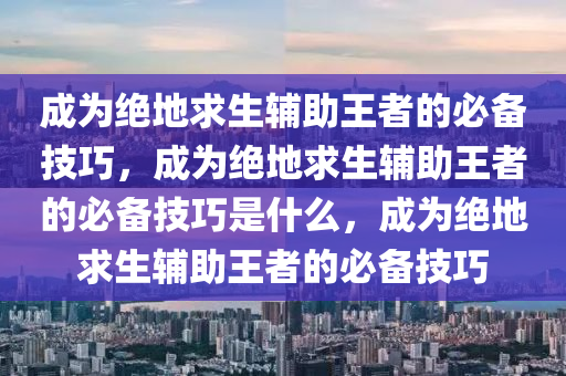 成为绝地求生辅助王者的必备技巧，成为绝地求生辅助王者的必备技巧是什么，成为绝地求生辅助王者的必备技巧