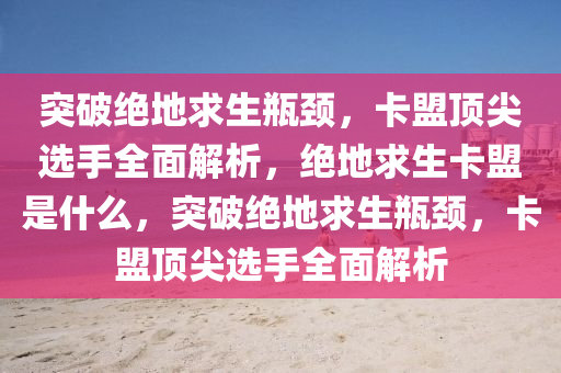 突破绝地求生瓶颈，卡盟顶尖选手全面解析，绝地求生卡盟是什么，突破绝地求生瓶颈，卡盟顶尖选手全面解析