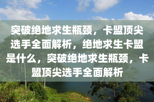 突破绝地求生瓶颈，卡盟顶尖选手全面解析，绝地求生卡盟是什么，突破绝地求生瓶颈，卡盟顶尖选手全面解析