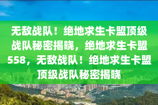 无敌战队！绝地求生卡盟顶级战队秘密揭晓，绝地求生卡盟558，无敌战队！绝地求生卡盟顶级战队秘密揭晓