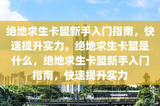 绝地求生卡盟新手入门指南，快速提升实力，绝地求生卡盟是什么，绝地求生卡盟新手入门指南，快速提升实力
