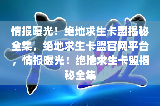 情报曝光！绝地求生卡盟揭秘全集，绝地求生卡盟官网平台，情报曝光！绝地求生卡盟揭秘全集