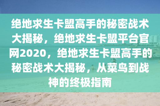 绝地求生卡盟高手的秘密战术大揭秘，绝地求生卡盟平台官网2020，绝地求生卡盟高手的秘密战术大揭秘，从菜鸟到战神的终极指南