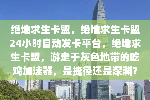绝地求生卡盟，绝地求生卡盟24小时自动发卡平台，绝地求生卡盟，游走于灰色地带的吃鸡加速器，是捷径还是深渊？